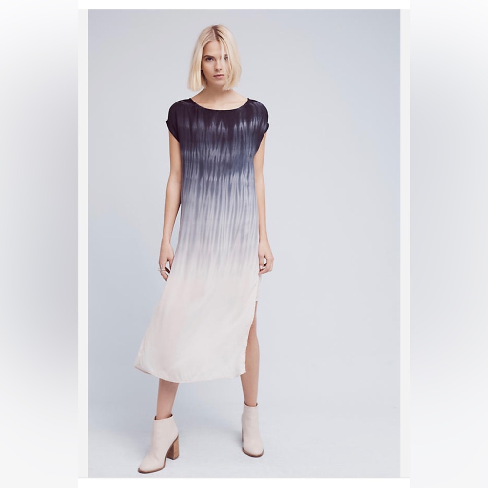 Anthropologie Horizon Fade Dress by Cloth & Stone Dyed blue ocean waves